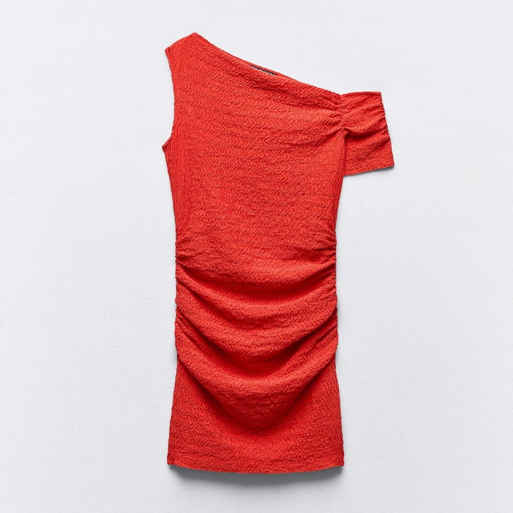 Zara TEXTURED ASYMMETRIC DRESS